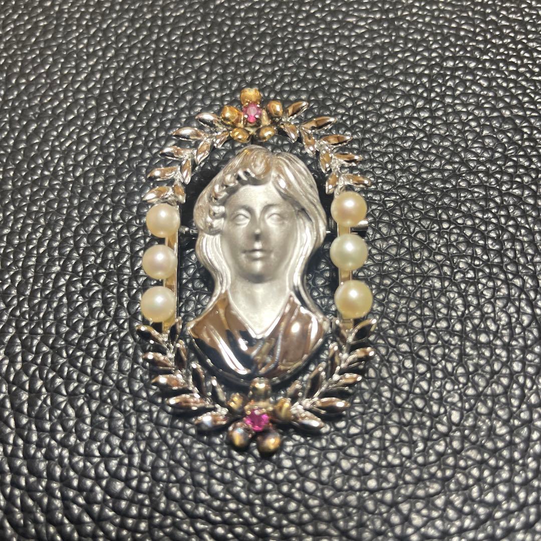 パール ブローチSILVER k18