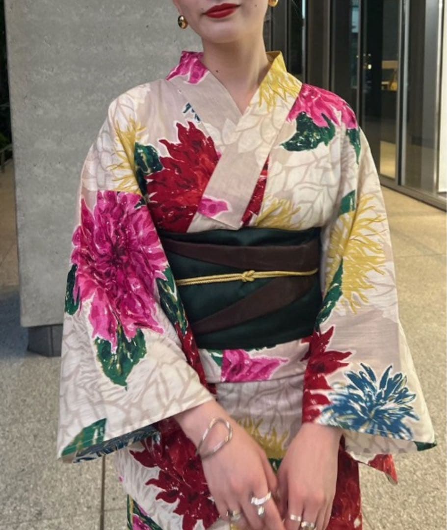 KEITAMARUYAMA ×Ameri BEIGE FLOWER YUKATA