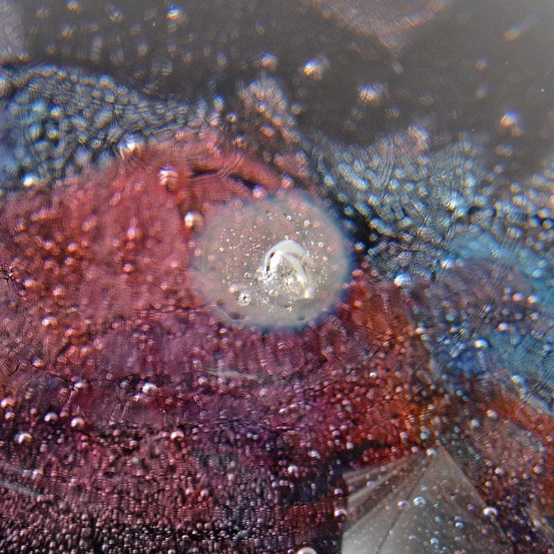 工芸ガラス　ガラス作家　戸田晶子作　吹きガラス　エナメル絵付　置物　VR6826