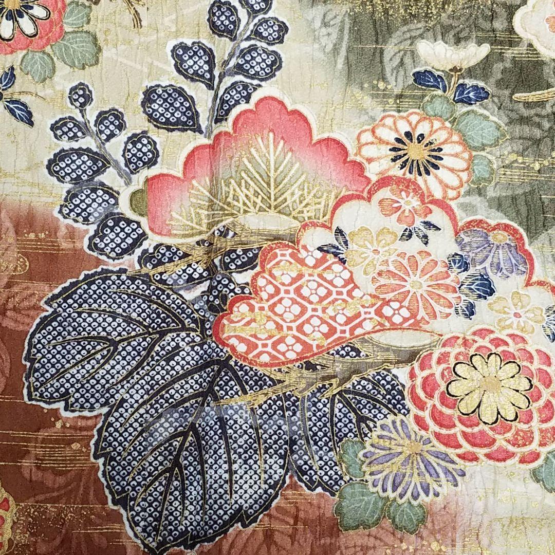 【予約済】M3670【着物と帯京月花】■五三桐に鹿の子花染分友禅正絹振袖袷広衿■