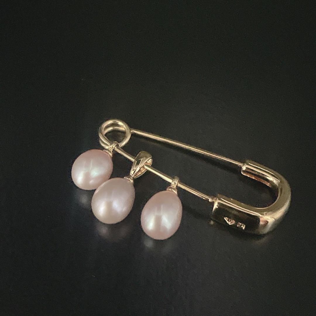 美品　ミキモト　ミニブローチ　本真珠　パール　カブトピン　ゴールド　0.6