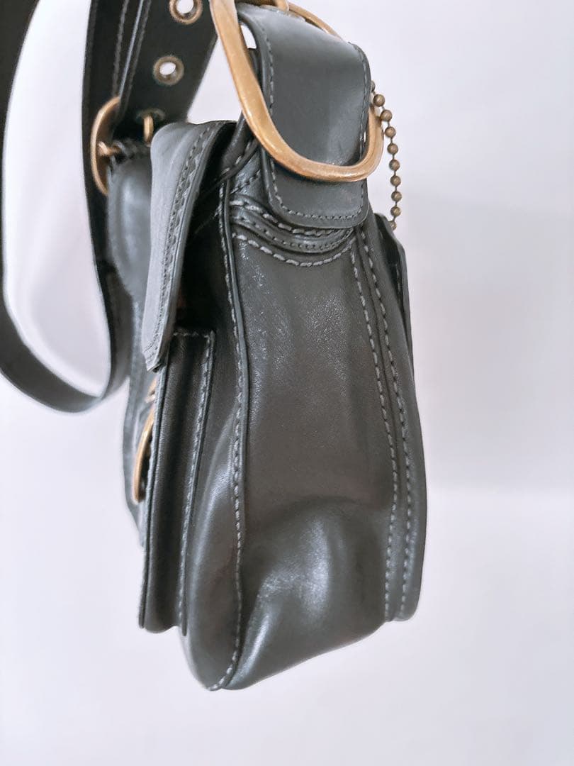 【希少品】COACH 黒 レザー バッグ 定価5万 オールドコーチ レア レトロ