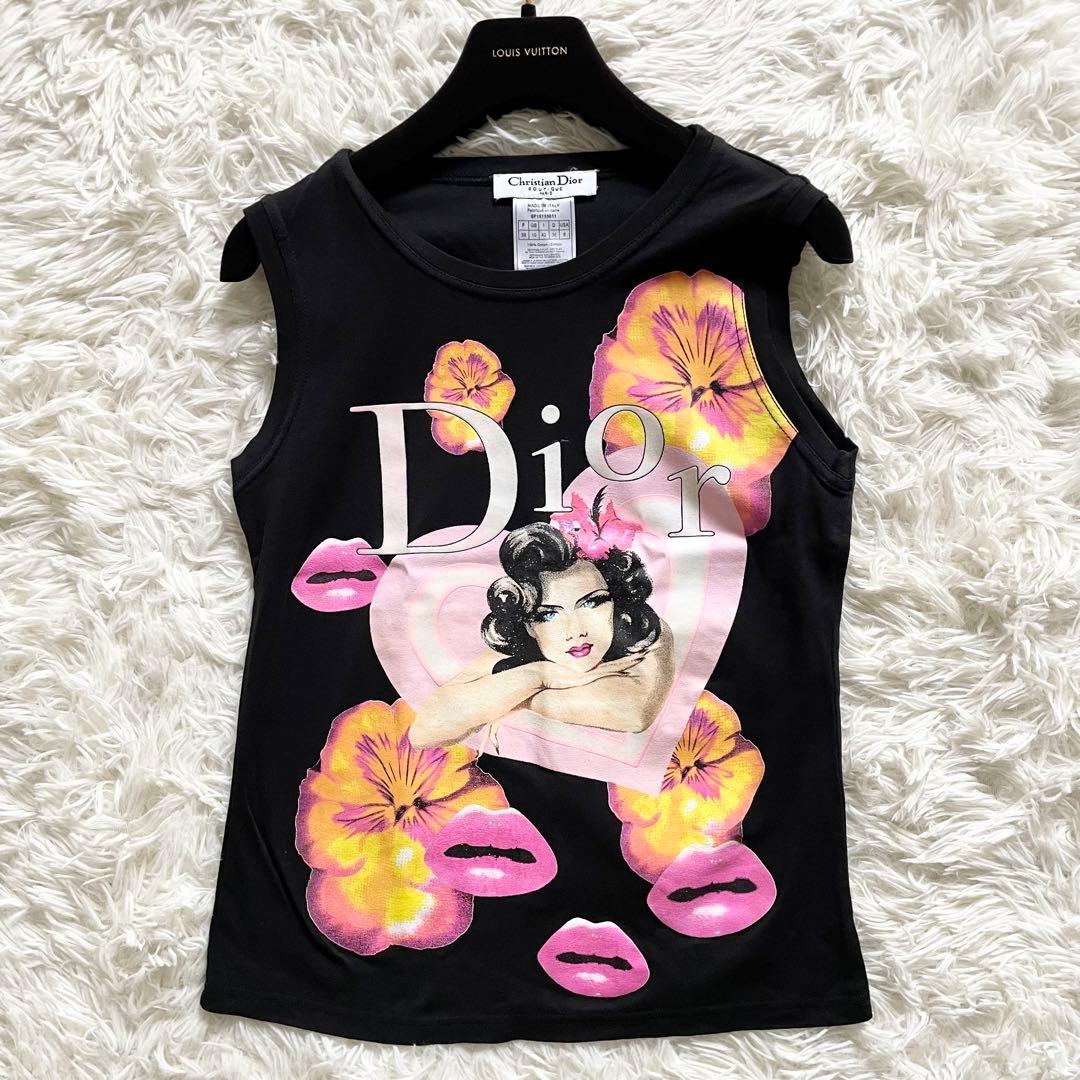美品　ガリアーノ期　クリスチャンディオール　タンクトップ　ブラック　サイズM