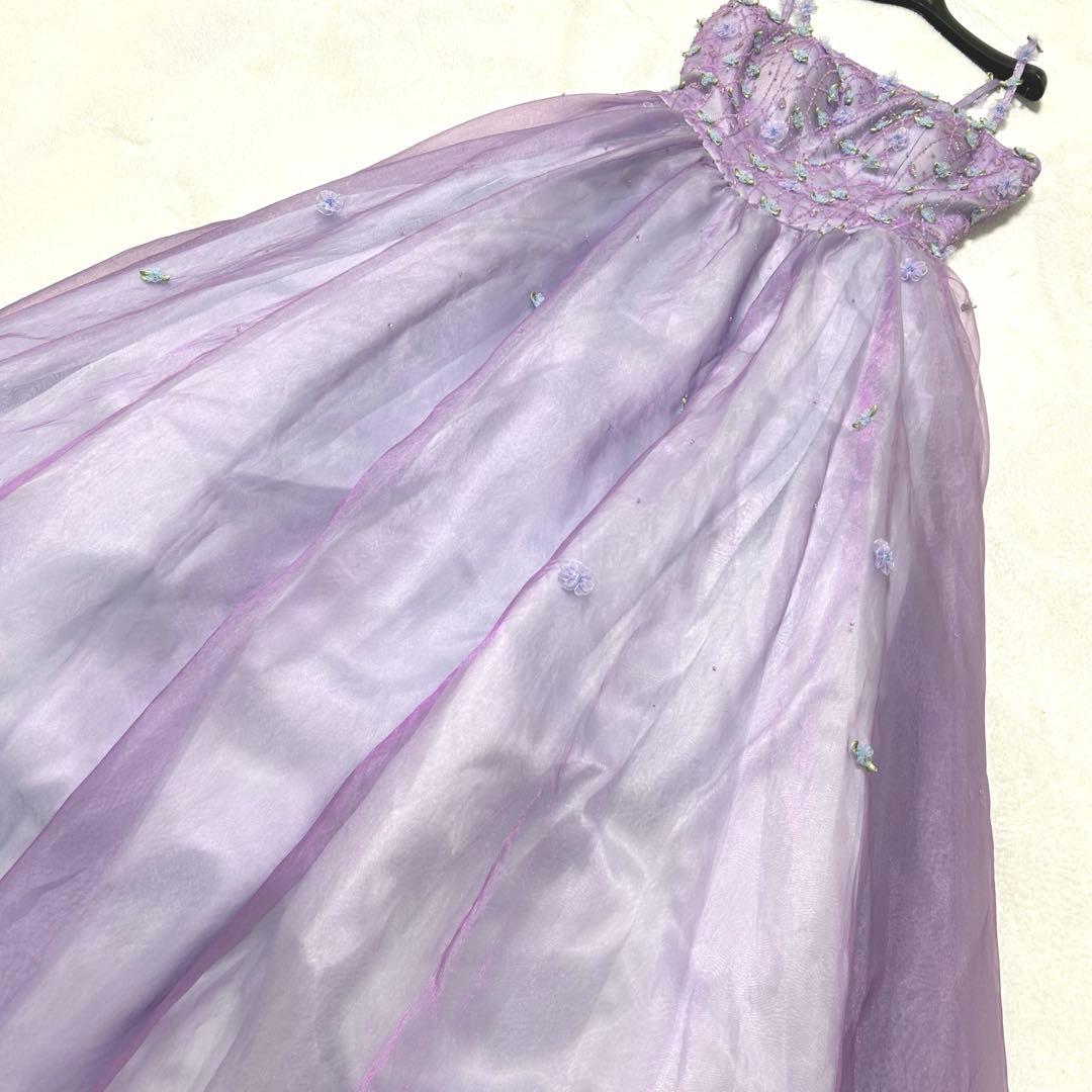 美品✨エメ　カラードレス　ビーズ刺繍　 フラワー　披露宴　演奏会　パーティドレス