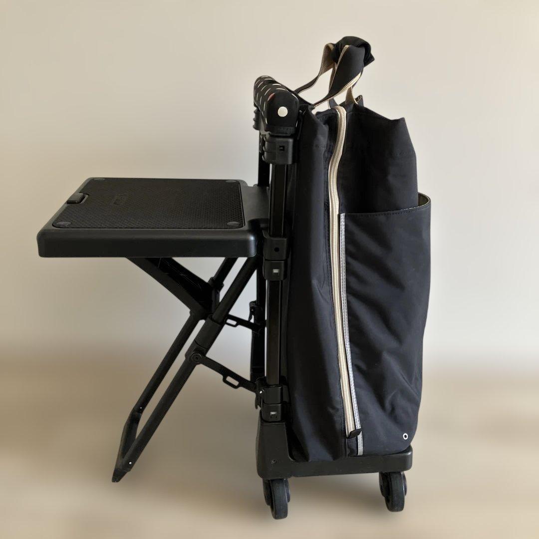 【美品】SWANY 椅子付きキャリーカート　バッグ取外し可　黒　ポケットたくさん