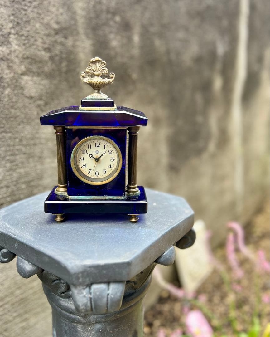 精工舎　SEIKOSHA 宮型ガラス置時計　アンティーク　大正ロマン　傷あり