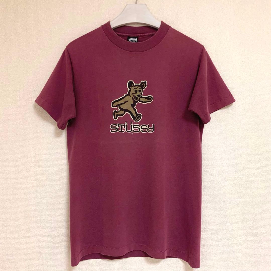 80s 後期 STUSSY 黒タグ USA製 BEAR TEE 美品 ベアー T