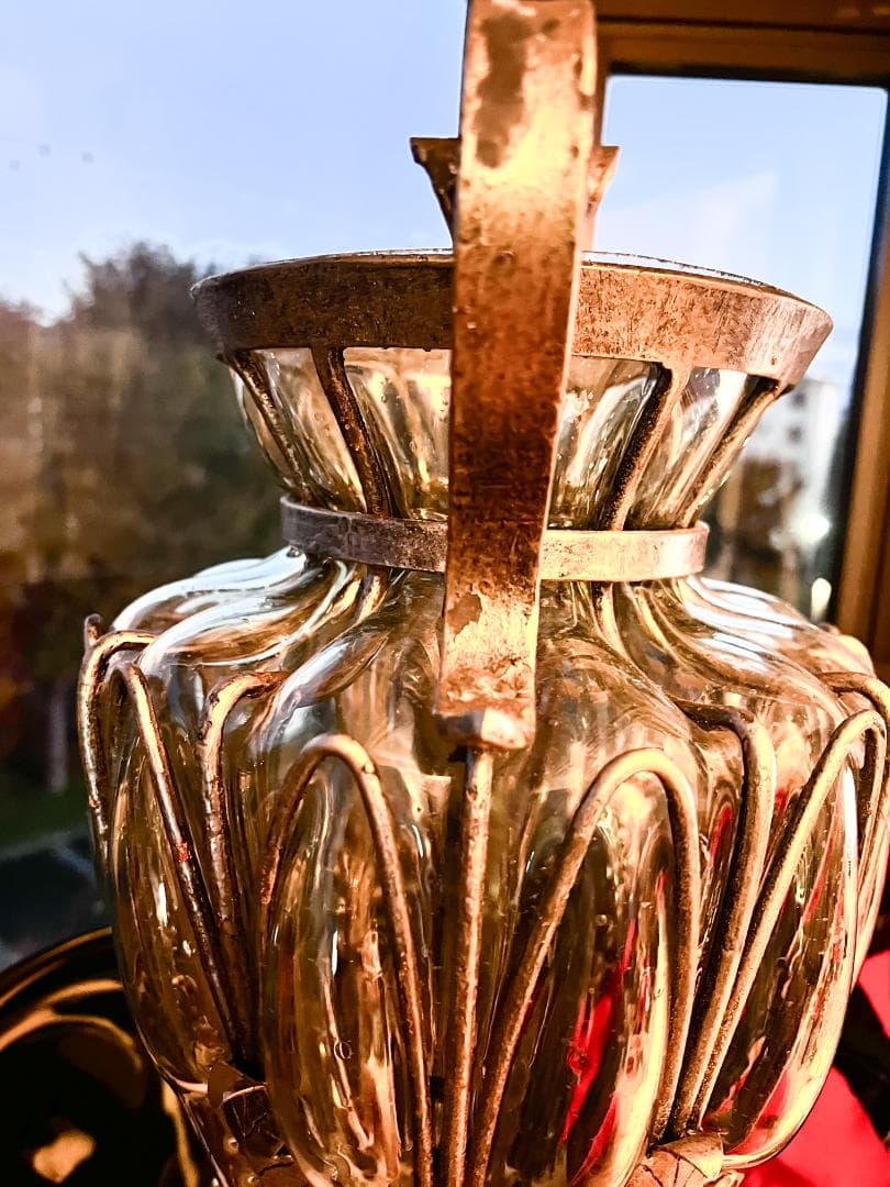 Antiqueアンティーク Ornate華やかな Glassガラス 金属 花瓶