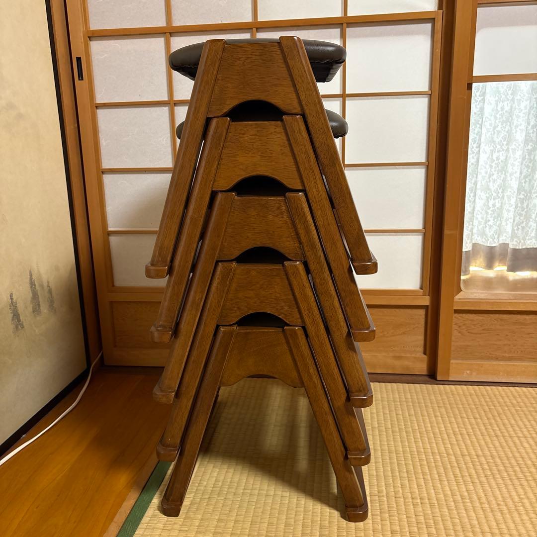 木製スタッキングスツール5脚