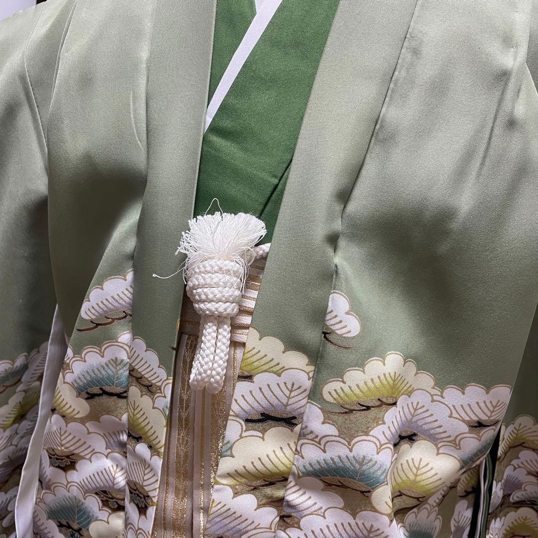 七五三 5歳 男の子 男児 着物 羽織 袴 フルセット 緑 鷹