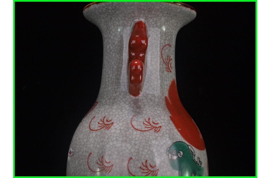 中国 清時代　在銘手描き花瓶 美術品　激安骨董品 DE951B21-3