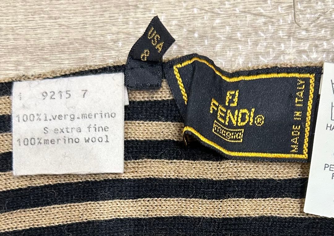 FENDI フェンディ ズッカ柄 ストライプ マフラー ストール ウール100%