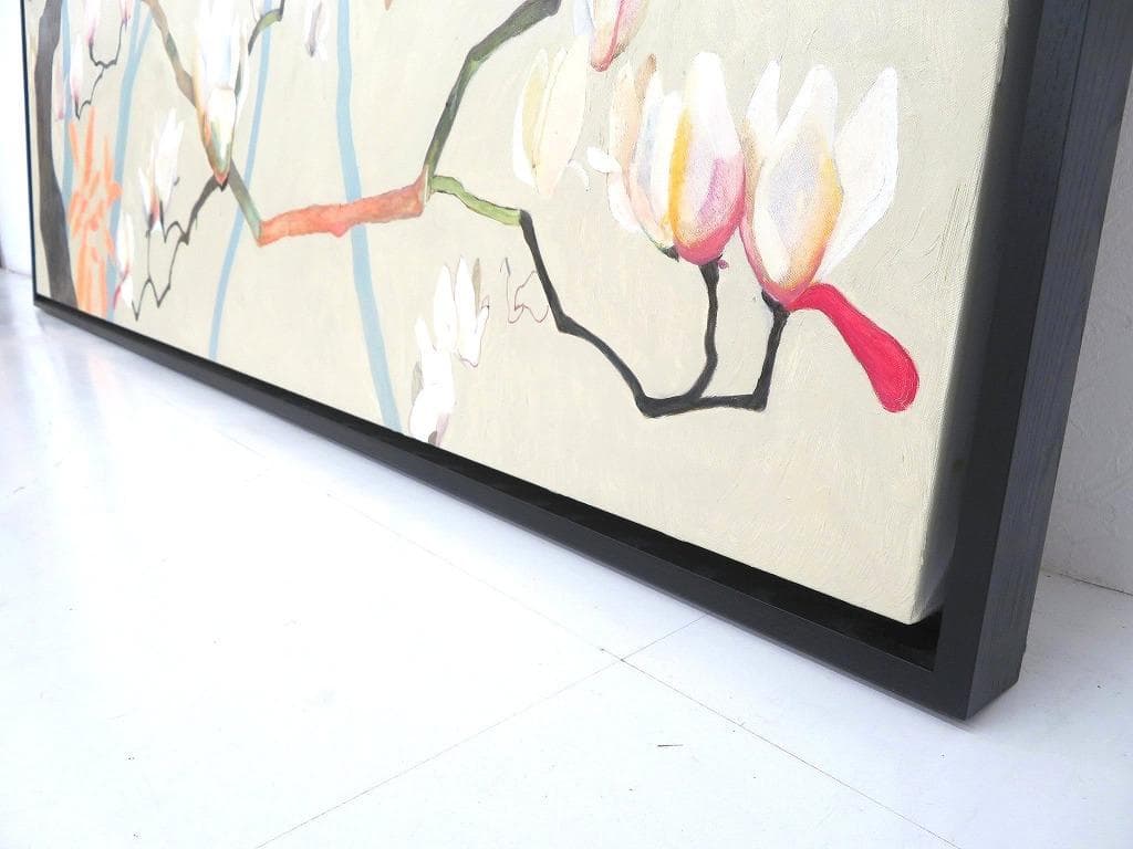 真作保証　荻野 夕奈　白木蓮　油彩　油絵　アート　芸術　絵画