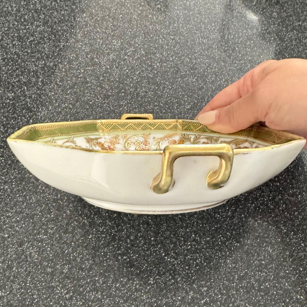 オールドノリタケ RC-Nippon印 取手付き八角皿 金盛 ヴィンテージ