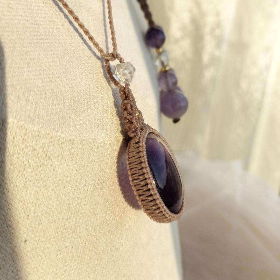ファントムアメジスト　マクラメ編みネックレス他1点同梱