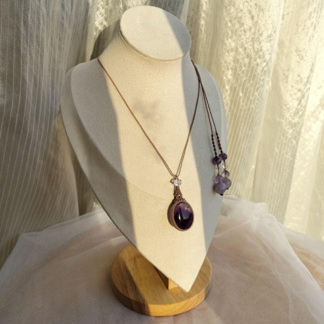 ファントムアメジスト　マクラメ編みネックレス他1点同梱