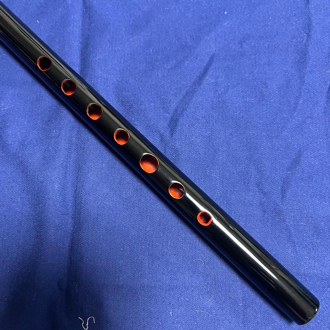 篠笛丸山 9本半調子 唄物 黒漆塗 笛袋付