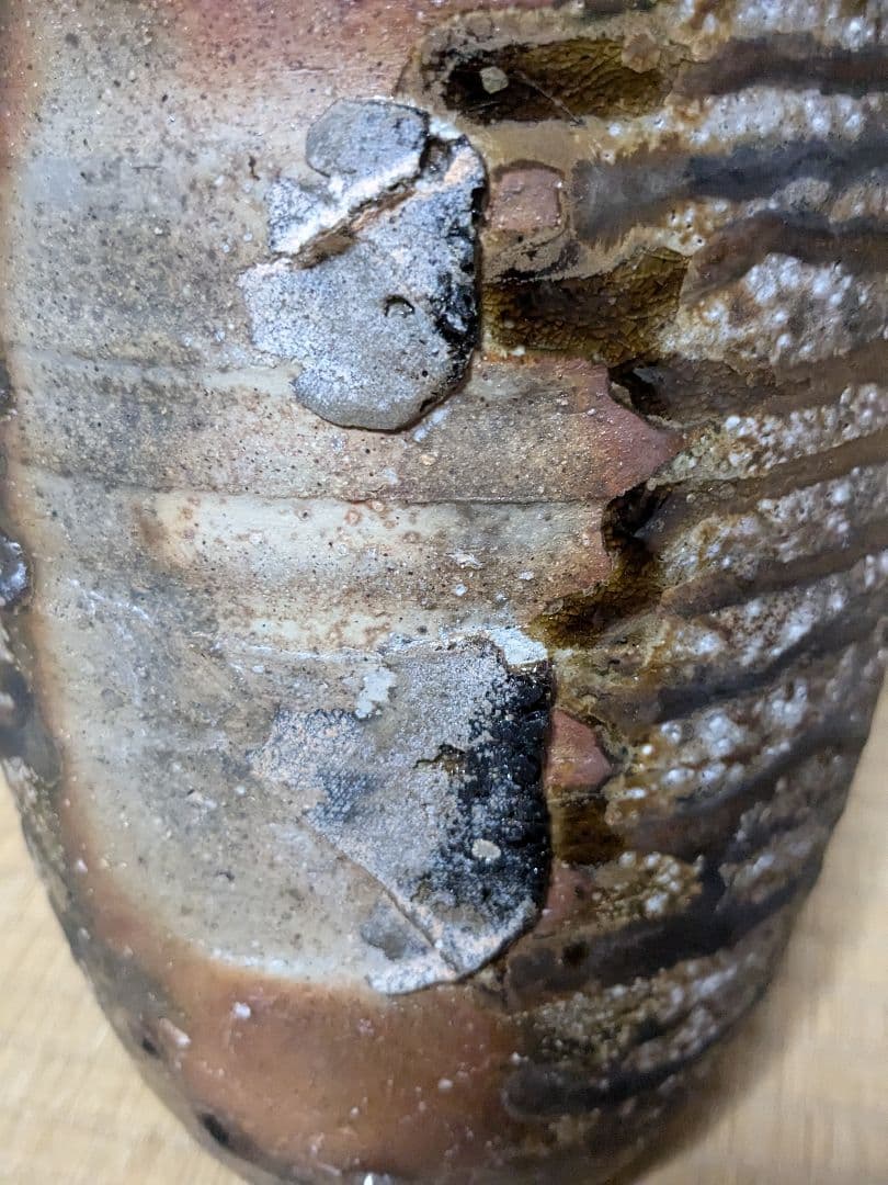 【水漏れあり】今成研二 備前焼 窯変花器 造花用花入 置物 花瓶 インテリア