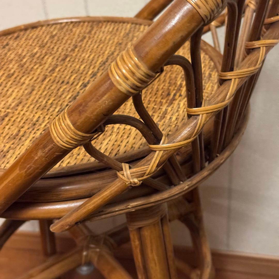 昭和レトロ ラタンチェア 椅子 籐家具 古家具藤 ベントウッドチェアー　スツール