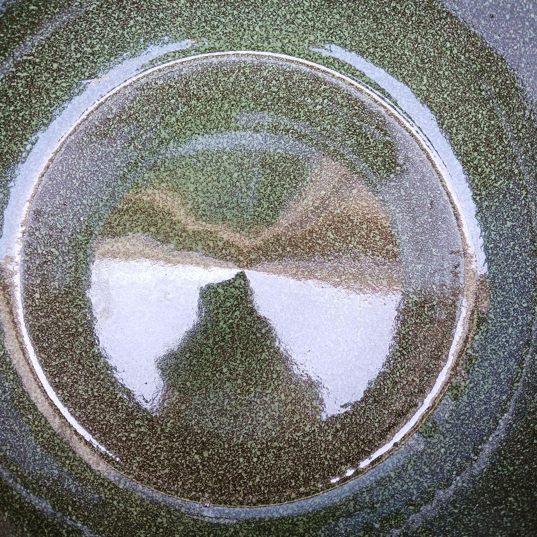 新品　特大50　陶器睡蓮鉢　メダカ鉢　難有　エメラルドグリーン　緑黒　高級LBK