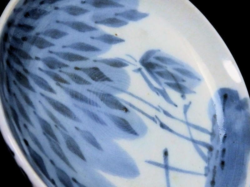 古伊万里　染付　竹笹の図　２寸半皿　豆皿　E596AS-CUh