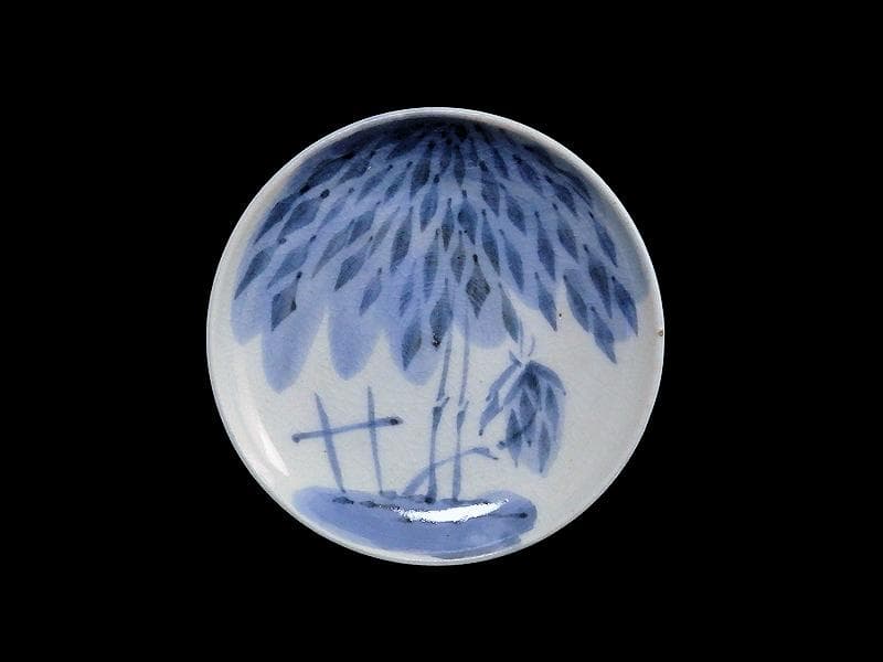 古伊万里　染付　竹笹の図　２寸半皿　豆皿　E596AS-CUh