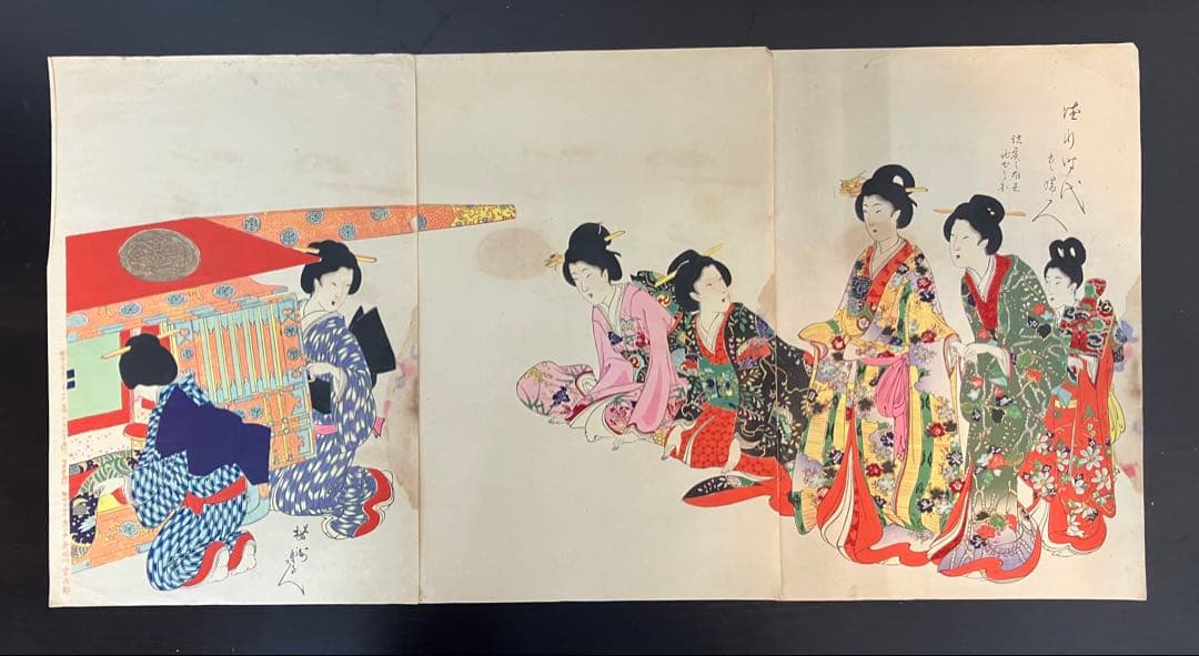 木版画　楊洲周延【徳川時代 貴婦人の図】浮世絵　大奥　美人画　籠