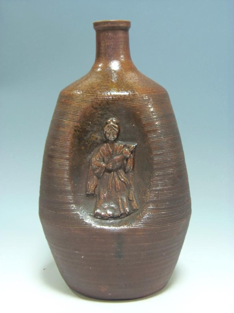 三面人形大徳利 臍徳利 花入 花瓶 一輪指し 江戸時代 レア古備前・レア備前焼
