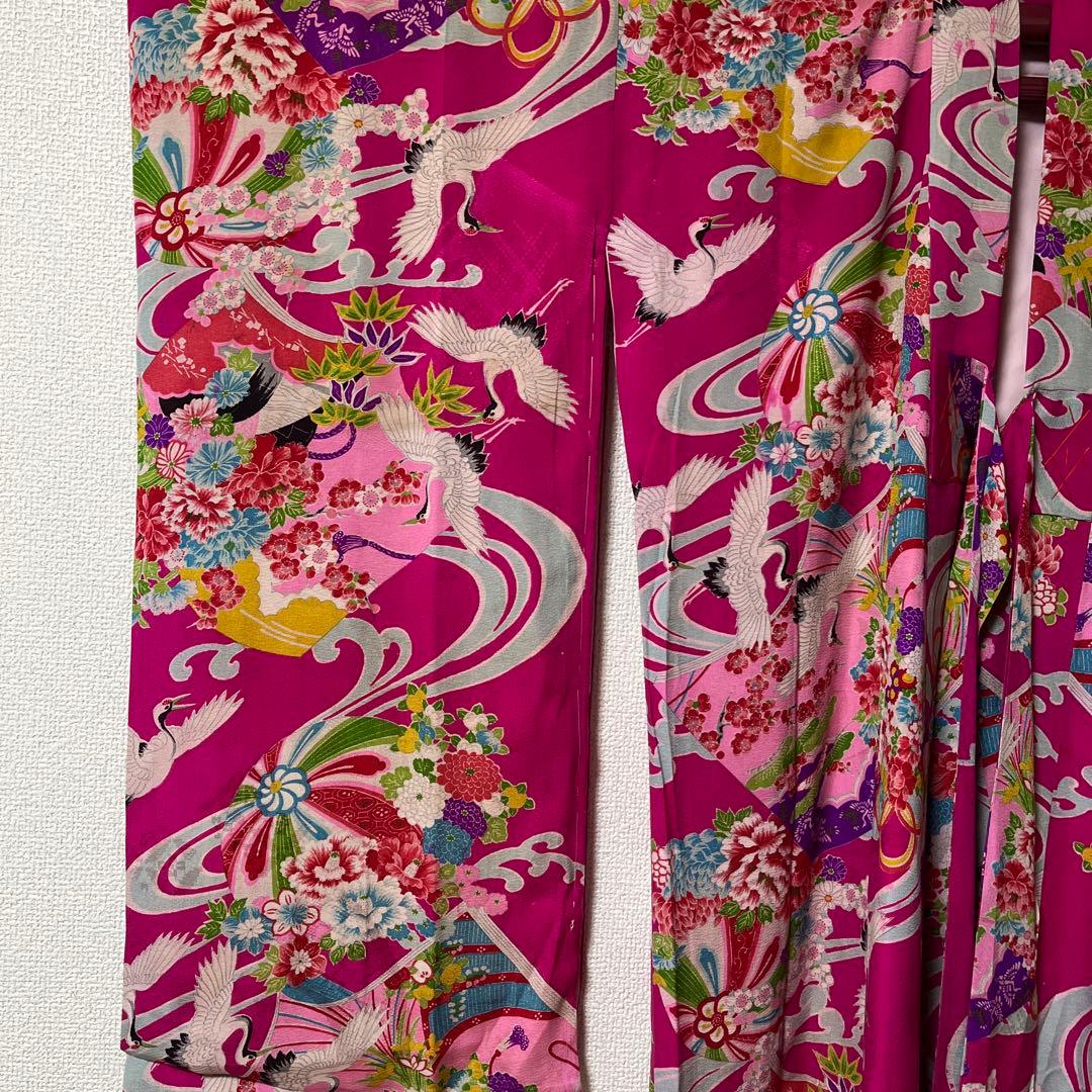 七五三　7歳　ハーフ成人式　アンティーク　ピンク　総柄　大正ロマン　着物セット