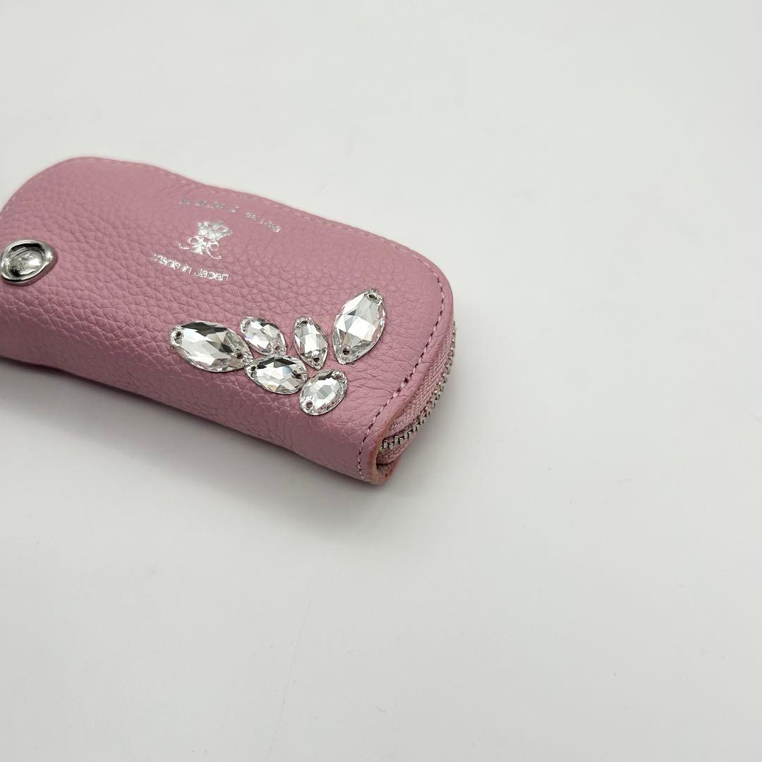 未使用級　A.D.M.J　モーツァルト　ケース　クリスタル　レザー　ピンク