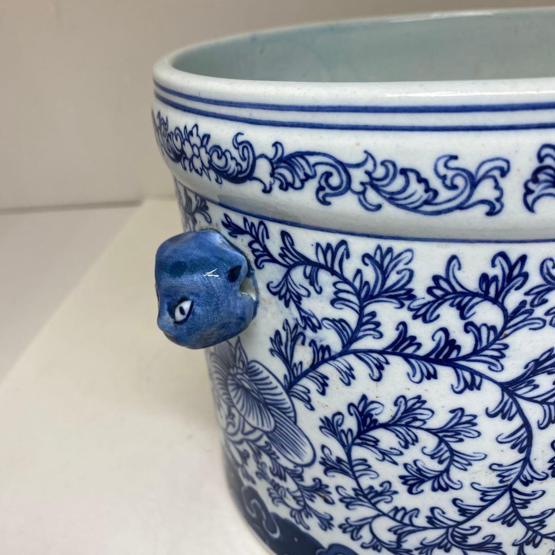 中国清時代　オランダ写青花　水指　高さ約15.8㎝　東さ7-0616☆2F