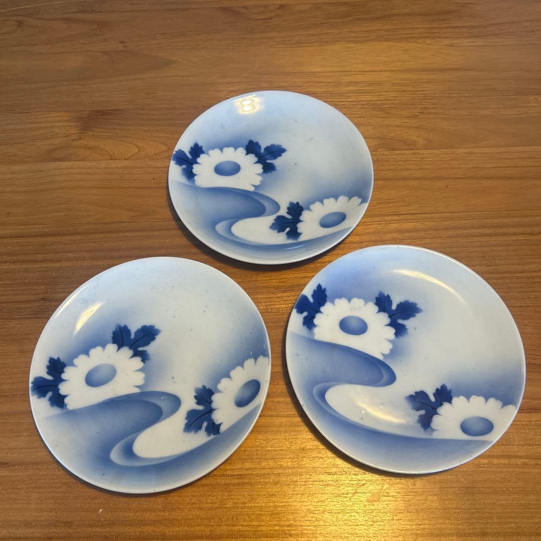 深川製磁　骨董皿 親戚宅の蔵出し品、3枚セットで
