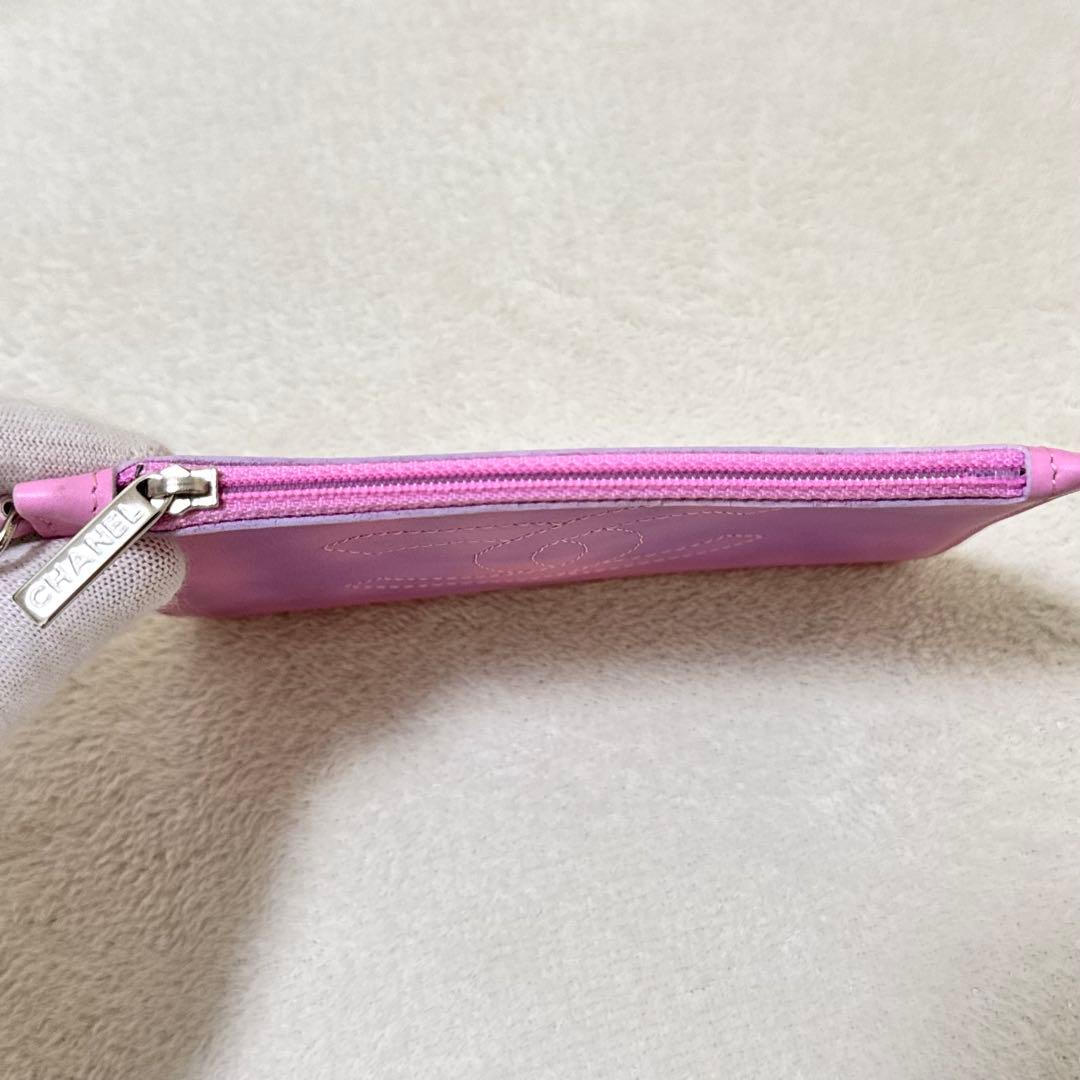 美品✨CHANEL ケース　ココマーク　レザー　ピンク　パープル