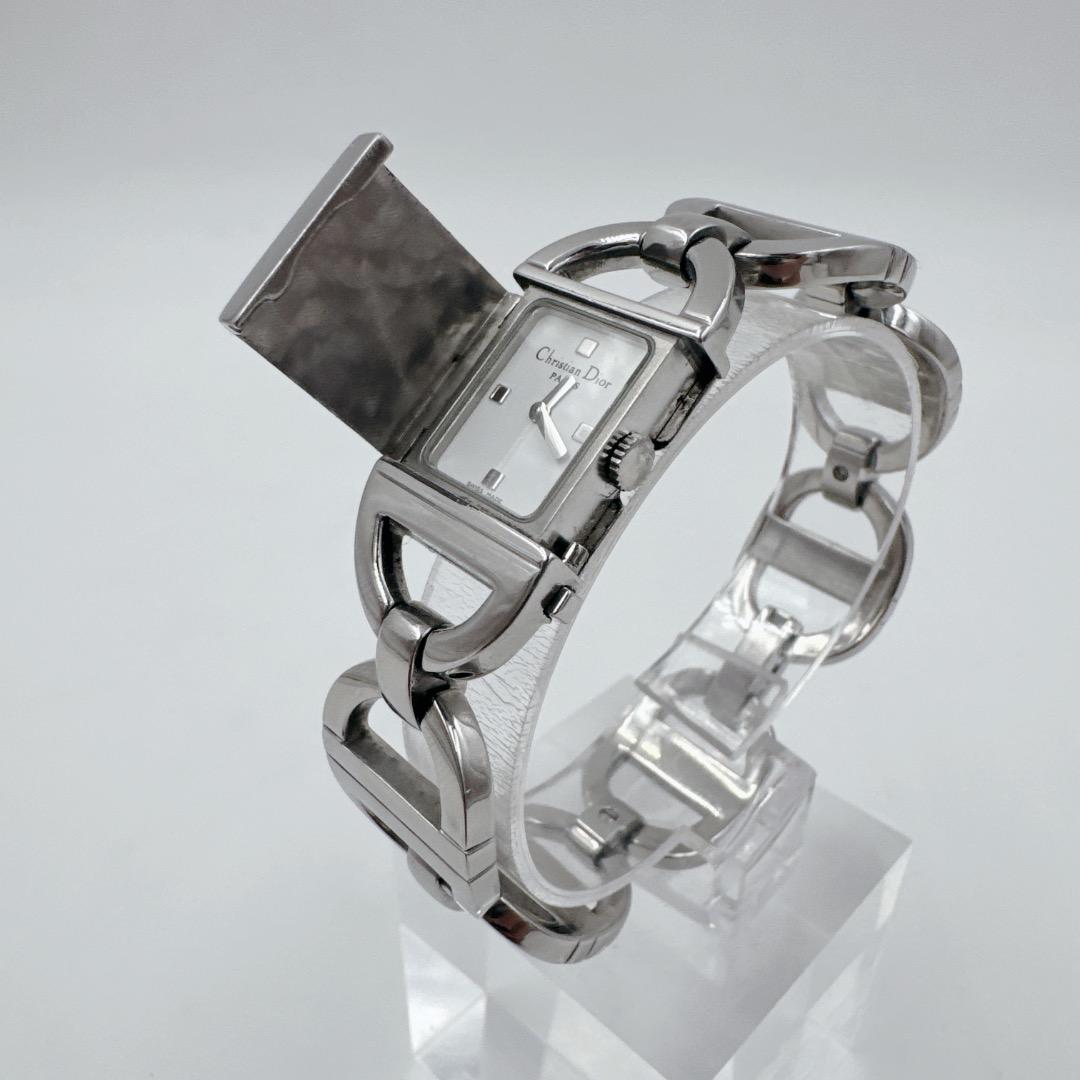 【美品】 DIOR パンディオラ スクエア CDロゴブレス シルバー 腕時計