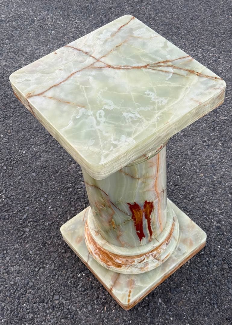 ①高72cm♪ 天然石 大理石 グリーンオニキス 飾り台 オブジェ