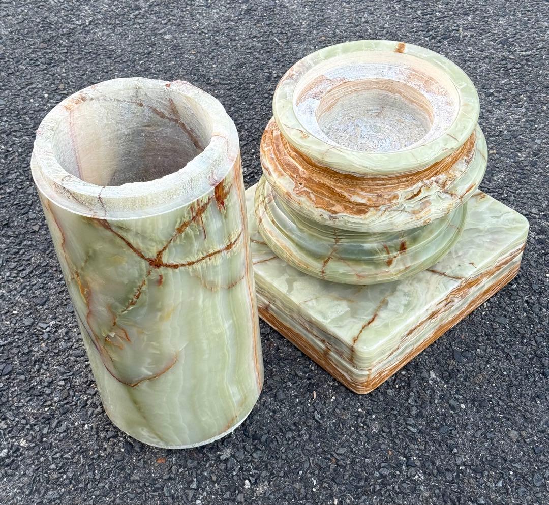 ①高72cm♪ 天然石 大理石 グリーンオニキス 飾り台 オブジェ