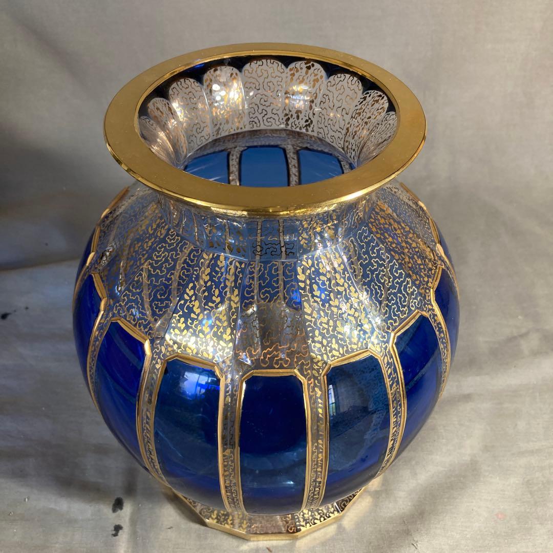 【クローバージジさん専用】ボヘミアグラス　王室御用達　モーゼル社　クリスタル花瓶