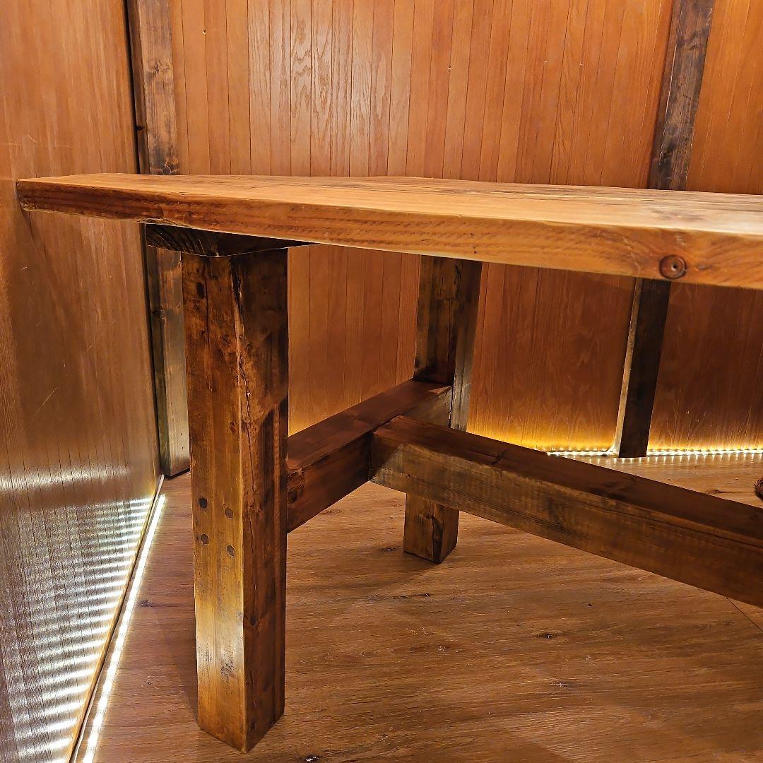 足場板テーブル 男前 天然木無垢材 ヴィンテージ加工 高めのテーブル