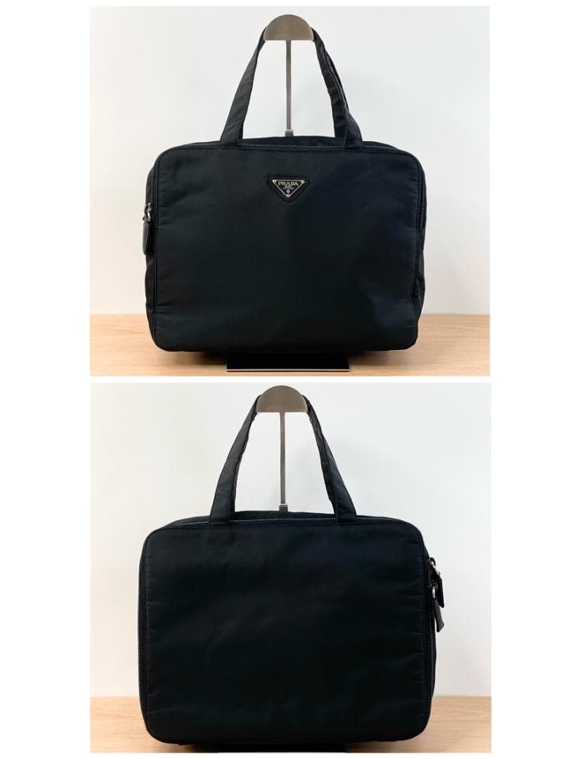 プラダ ハンドバッグ カバン 鞄 三角プレート ナイロン 2層バッグ ブラック