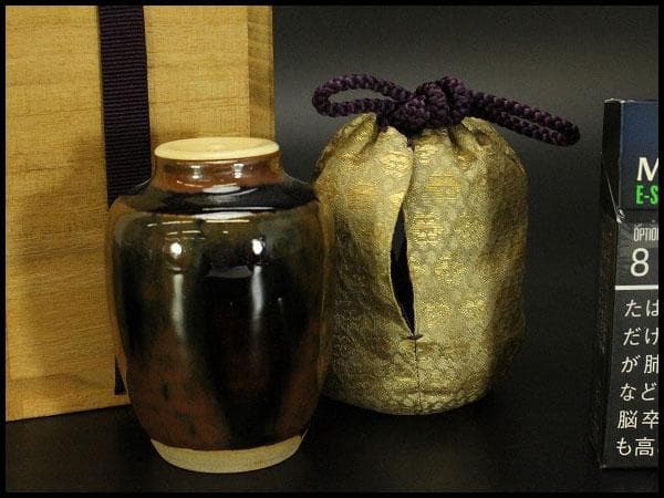 茶道具 瀬戸茶入 良蓋 美品(A777)