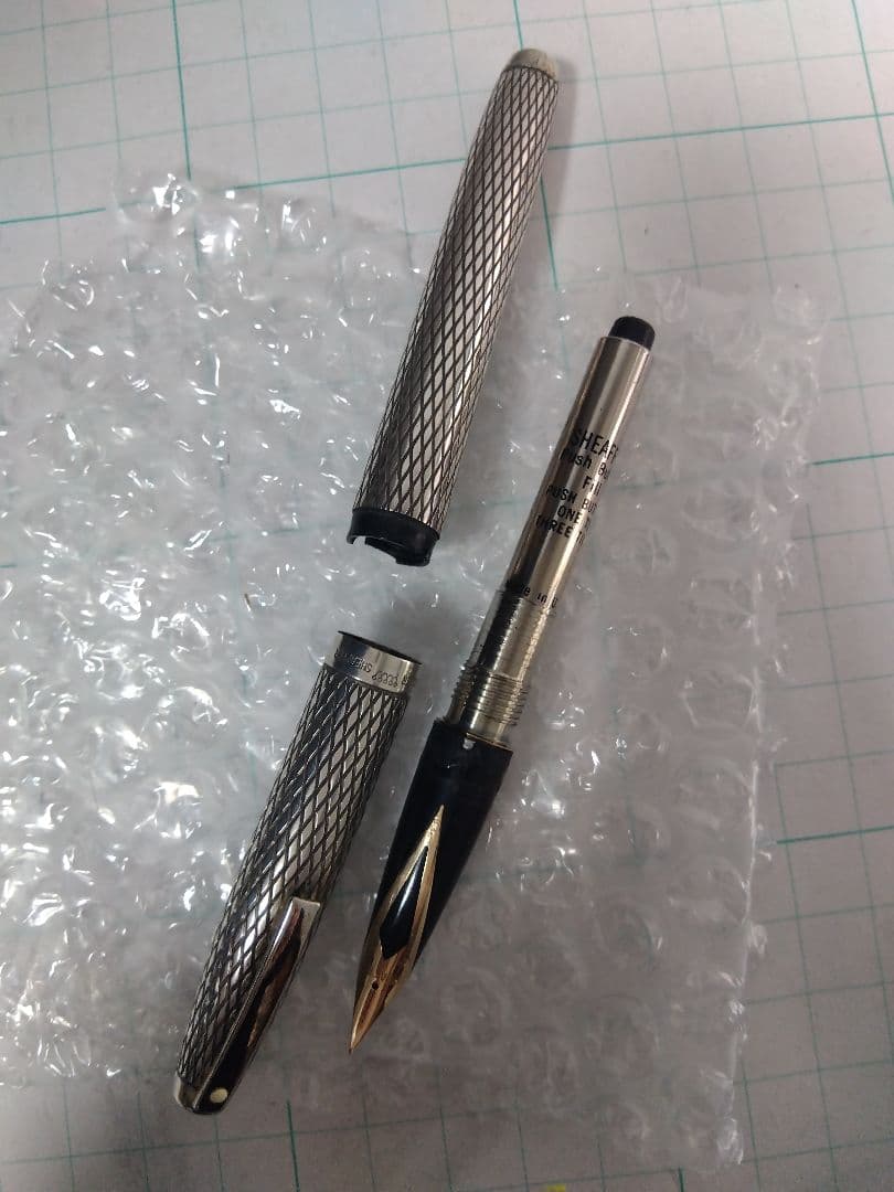 【シェーファー２本】ペン先14K、本体スターリングシルバーの万年筆＋ボールペン