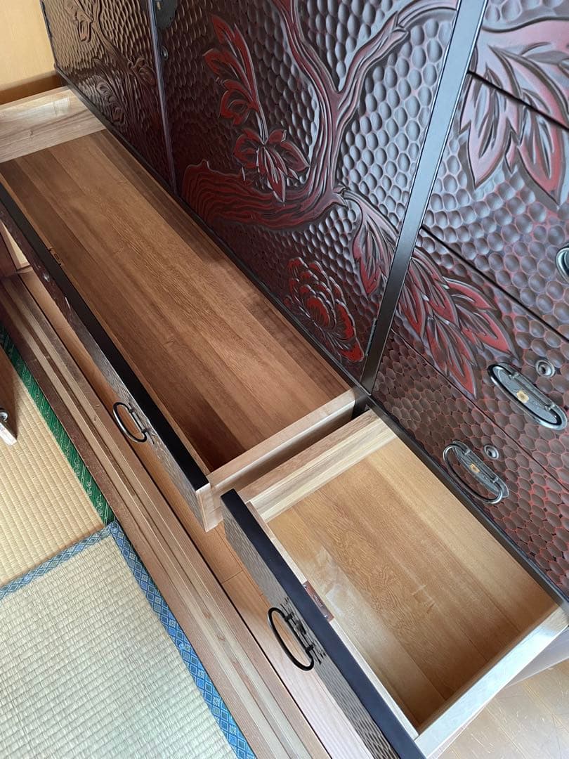 鎌倉彫り　佐藤恵仙作品　桐タンス　着物保管