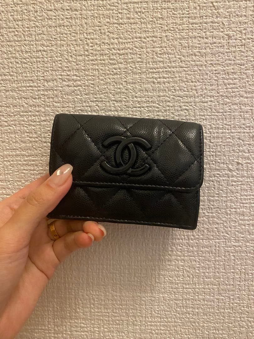 CHANEL シャネル マトラッセ スモールフラップ ウォレット ブラック