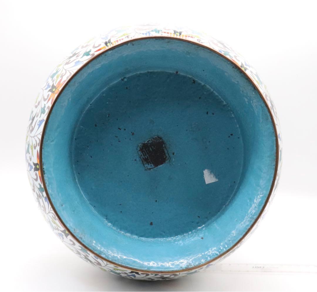 岐No33 中国七宝焼　大瓶　銘あり　アンティーク　送料込み0504