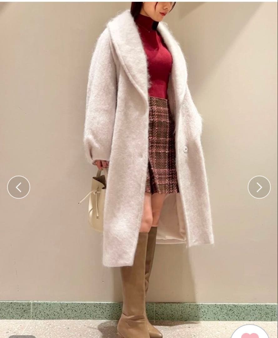 SNIDEL アイボリー　シャギーロングコート