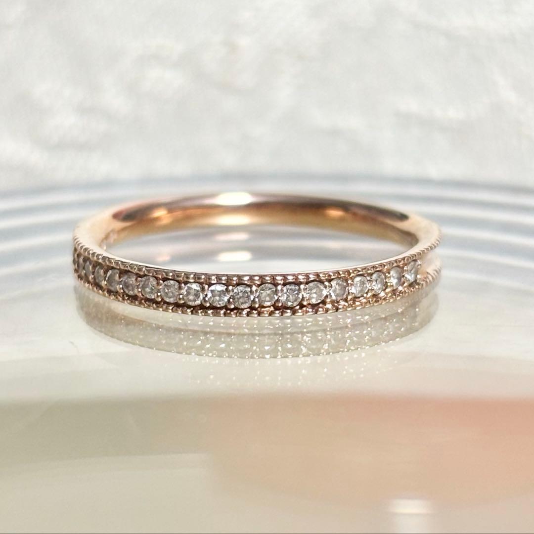 組曲 k10PG ダイヤ ミルグレイン ハーフエタニティ リング