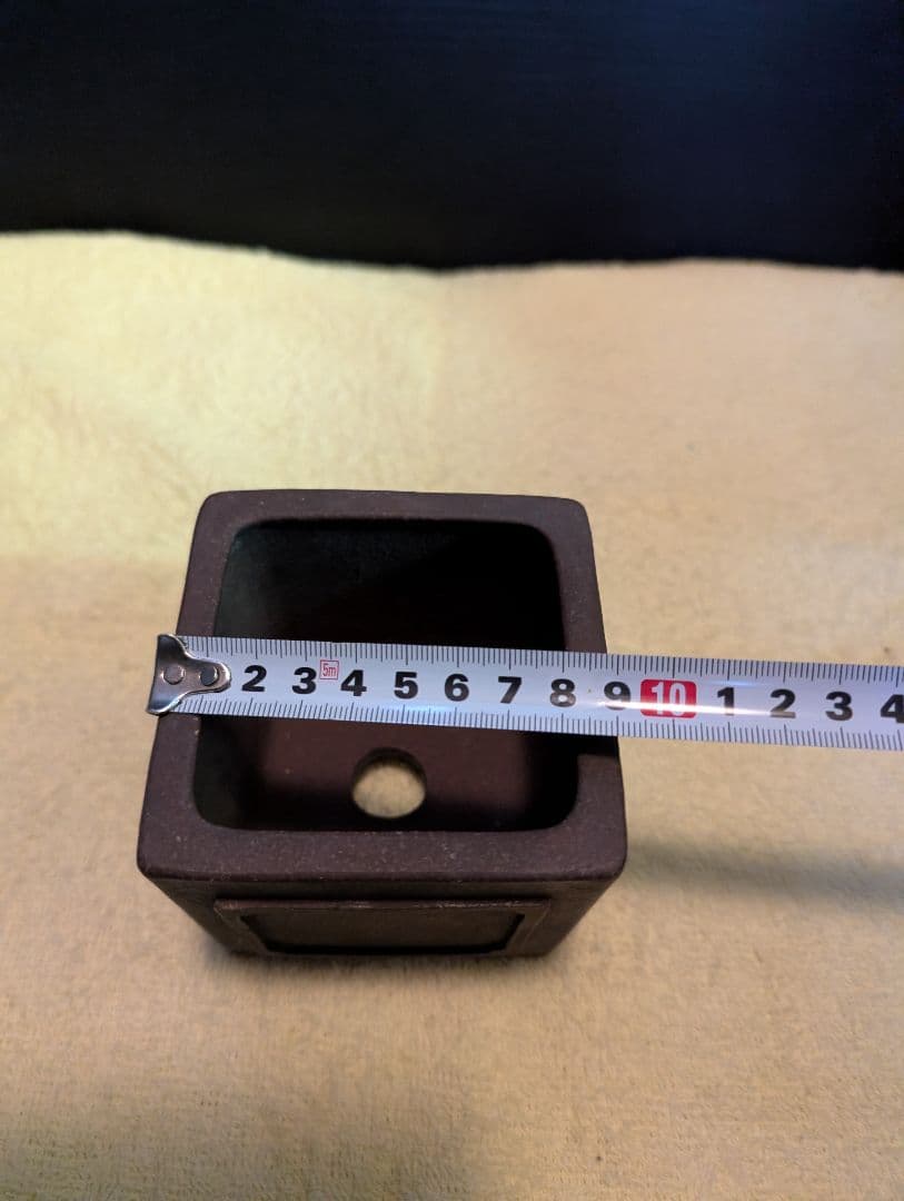 常滑松泉焼印！時代物 四角形 色 約10cm