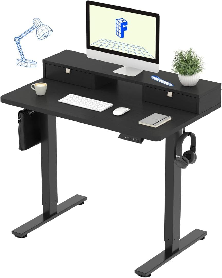 FLEXISPOT EN1 ブラック　天板 120×60　モニター台付き