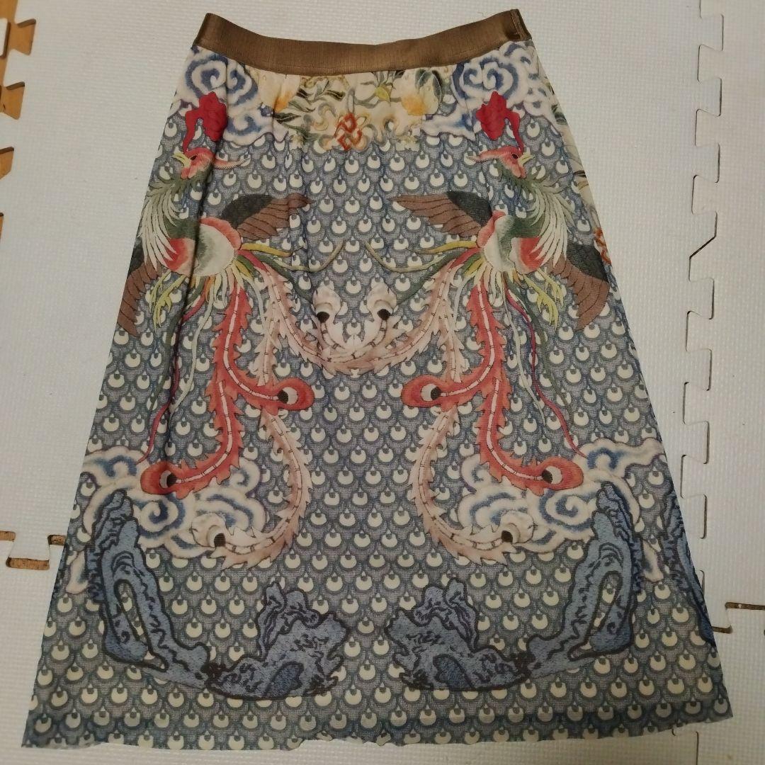 ヴィヴィアンタム　VIVIENNE TAM 鳳凰柄スカート　パワーネット　L