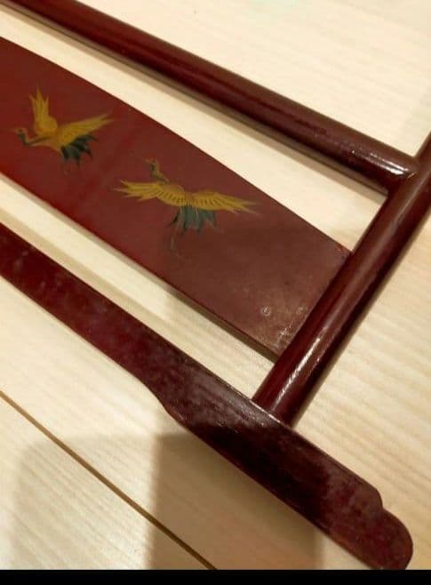 木製衣桁ミニサイズ 鶴の絵柄